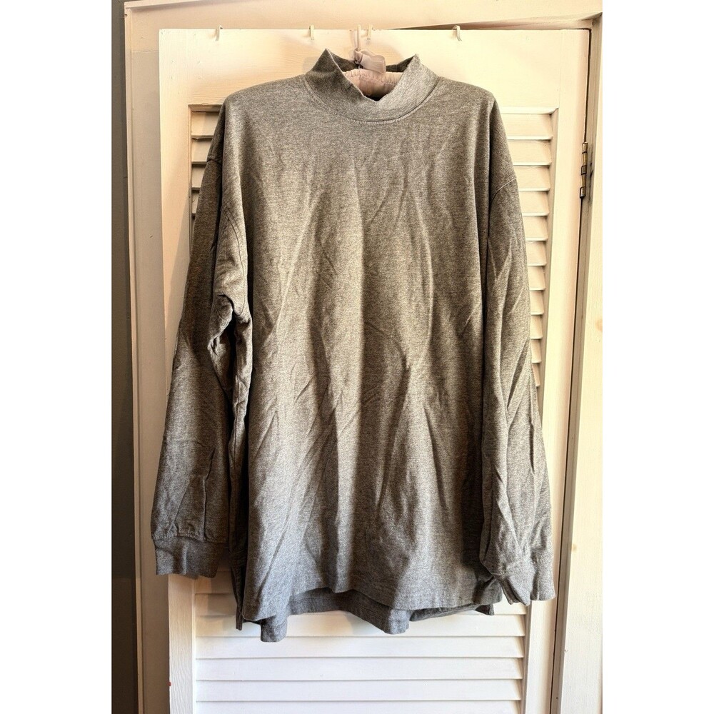 Duluth Trading Longtail T Long Sleeve Cotton T-Shirt Gray Utility mock neck XL